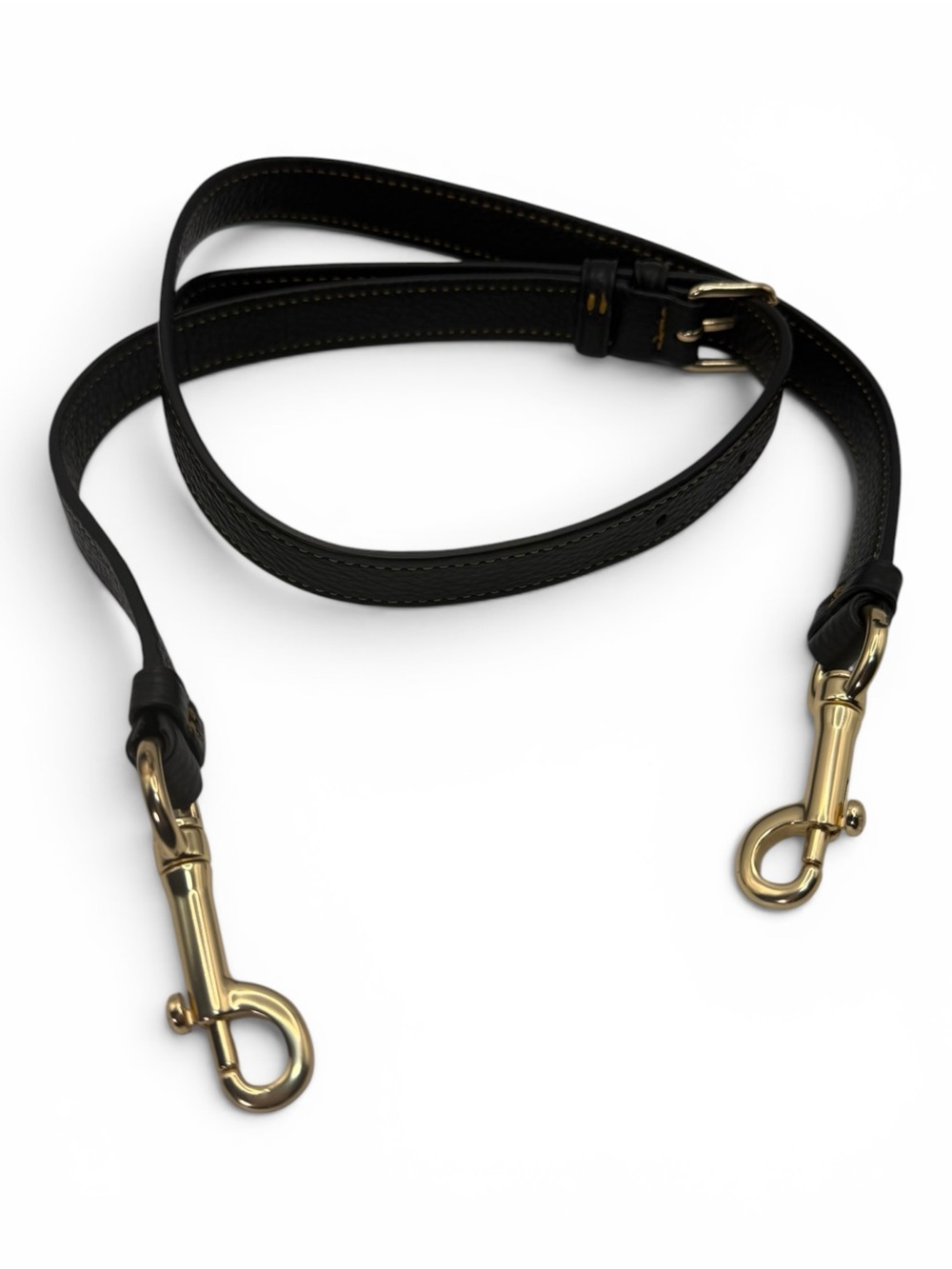 Coach Black Leather Double-Ended Strap with Gold Hardware